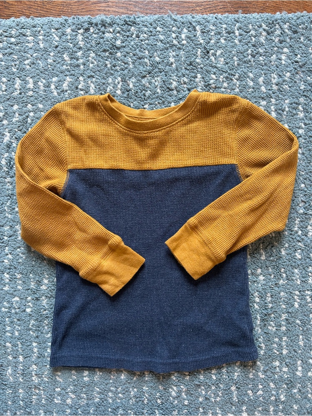 Cat & Jack Mustard and Navy Colorblock Long-Sleeve Tee